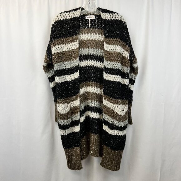 Confess Open Front Multicolor Striped Crochet Long Cardigan Womens Size XL - Picture 1 of 8